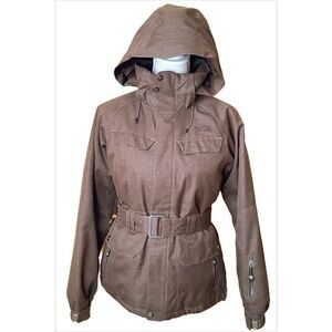 THE NORTH FACE HyVent 600 Down Belted Puffer Ski Jacket Coat Brown Small S